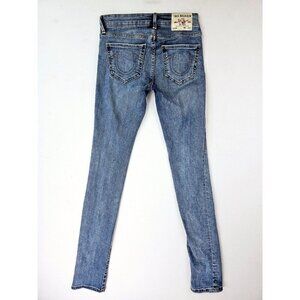 True Religion Size 24X32 Women's Stella Mid Rise Skinny Blue Denim Logo Jeans